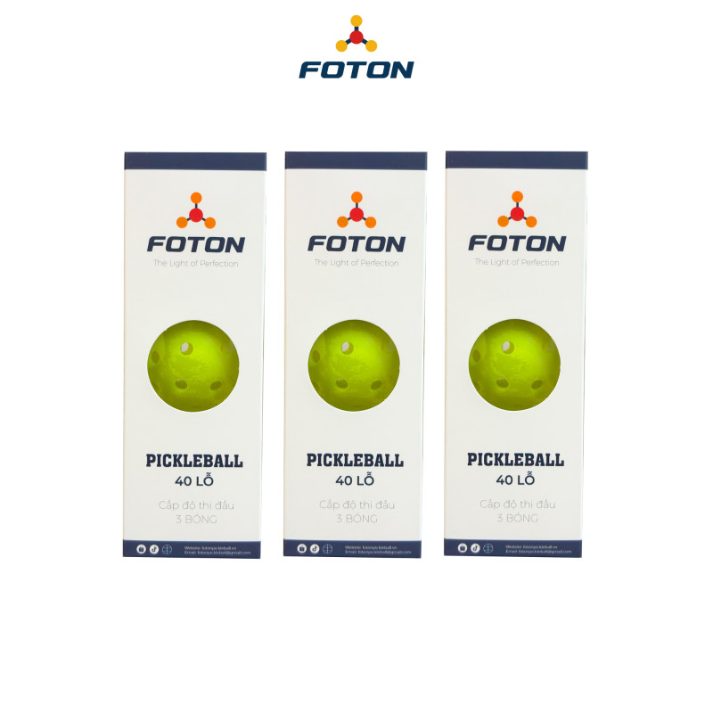 Bóng Pickleball Foton 40 Lỗ – Chuẩn Thi Đấu, Độ Bền Cao, Polyethylene Siêu Bền 