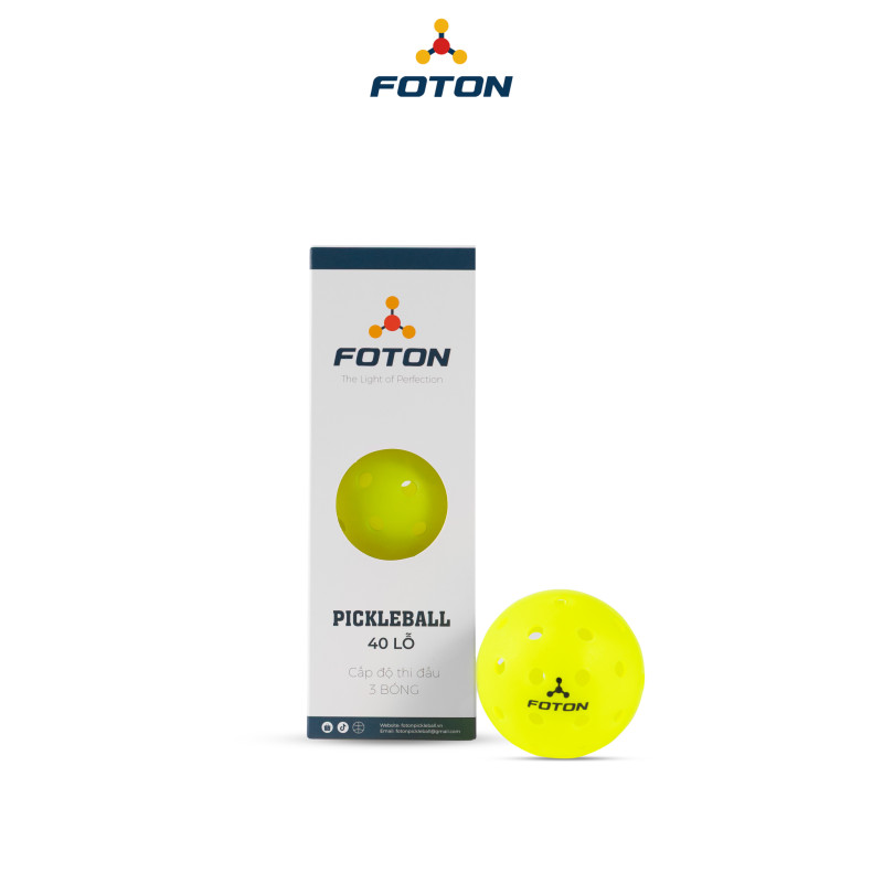 Bóng Pickleball Foton 40 Lỗ – Chuẩn Thi Đấu, Độ Bền Cao, Polyethylene Siêu Bền