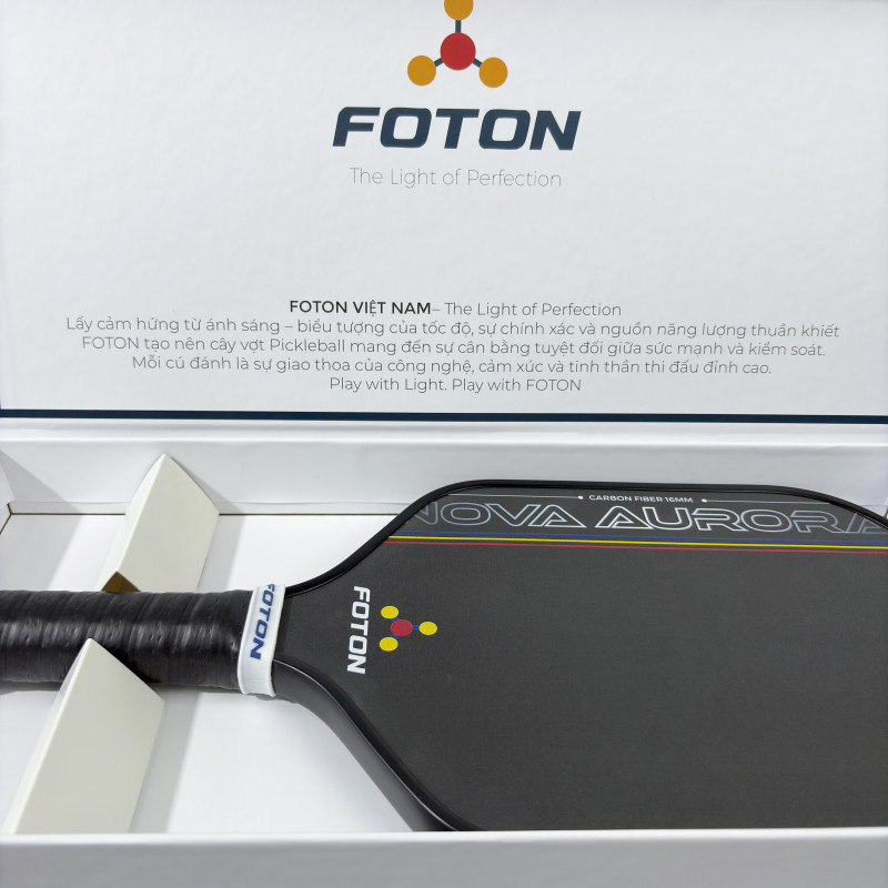 Vợt Pickleball FOTON Nova Aurora Carbon Nhám Mịn TruFoam 16mm – Kiểm Soát Ổn Định 